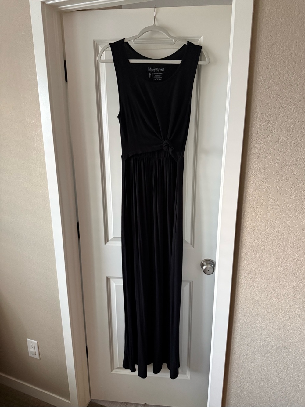 Latched Mama Black Sleeveless Knot-Detail Maxi Dress